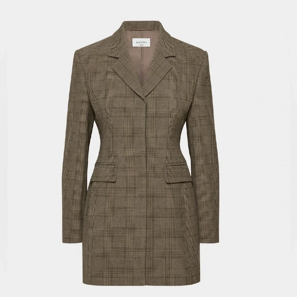 Aritzia Taupe Checkered Blazer Dress - Picture 1 of 10